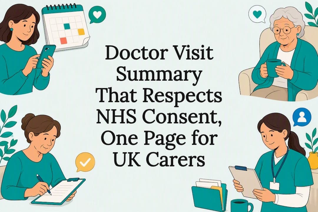 Doctor Visit Summary That Respects NHS Consent, One Page for UK Carers